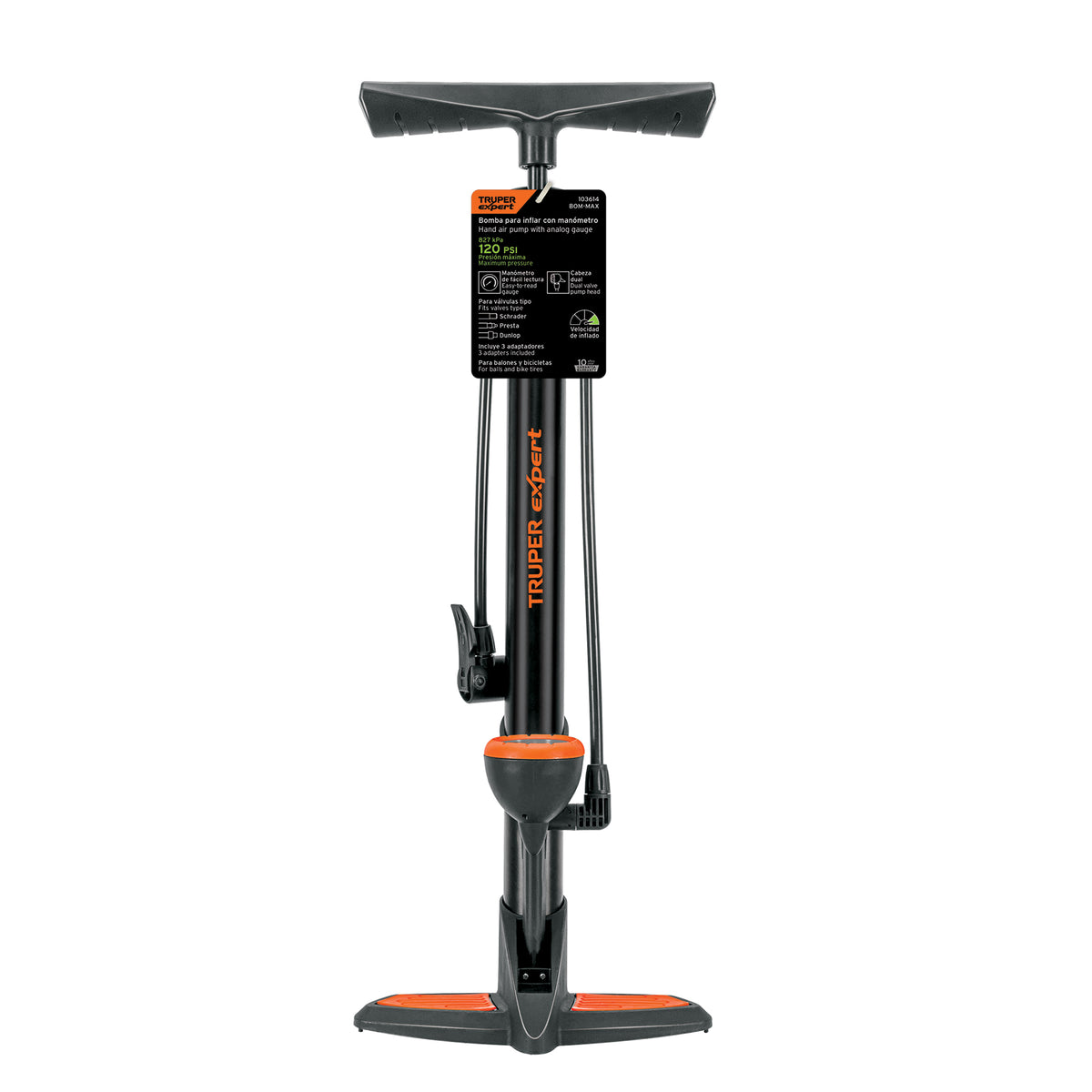 Bomba manual con manómetro, 120 PSI, TRUPER EXPERT, Expert, SKU 103614 — vista 2