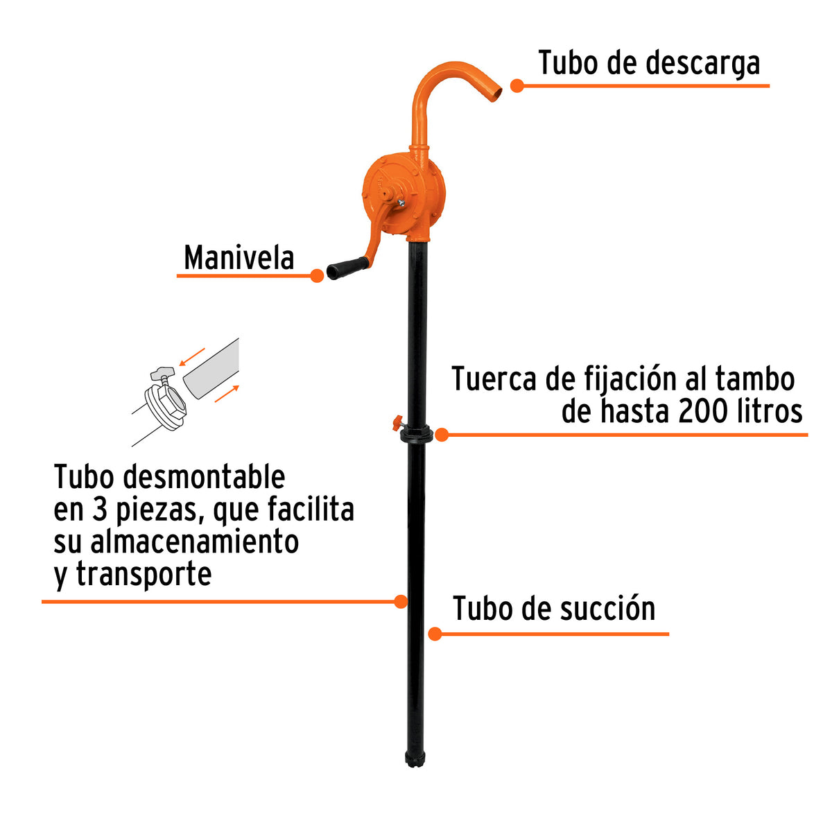 Bomba extractora de aceites con manivela, TRUPER, Truper, SKU 10067 — vista 3