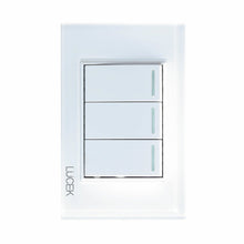 PLACA CON 3 INTERRUPTORES SENCILLOS DE 1 MÓDULO. BLANCO