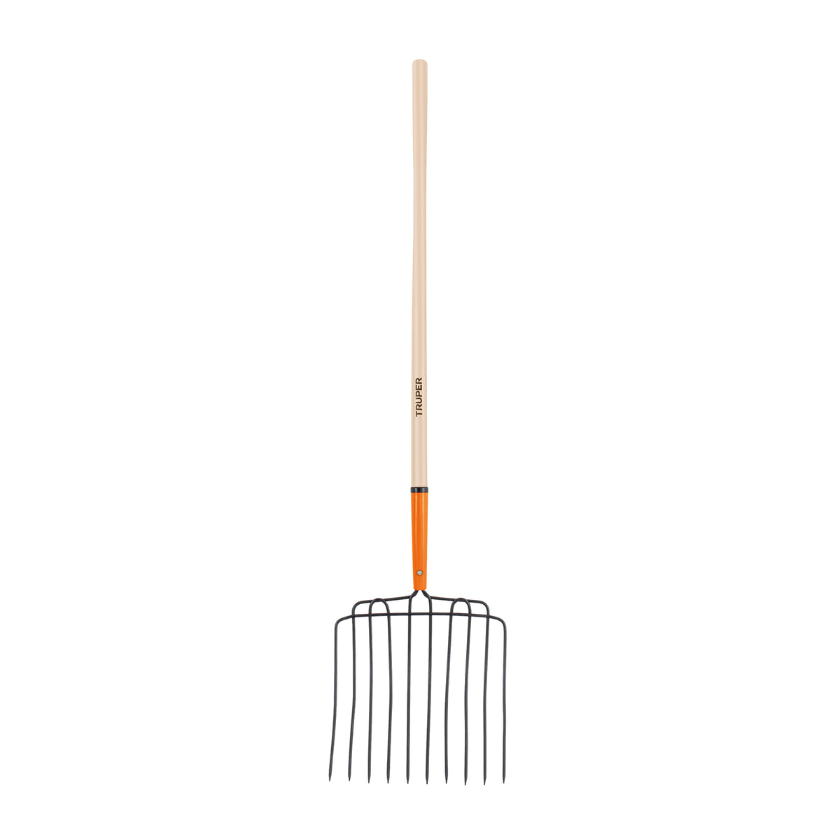 Bieldo para estiércol, 10 dientes, mango 48', cabeza soldada, Truper, SKU 102562