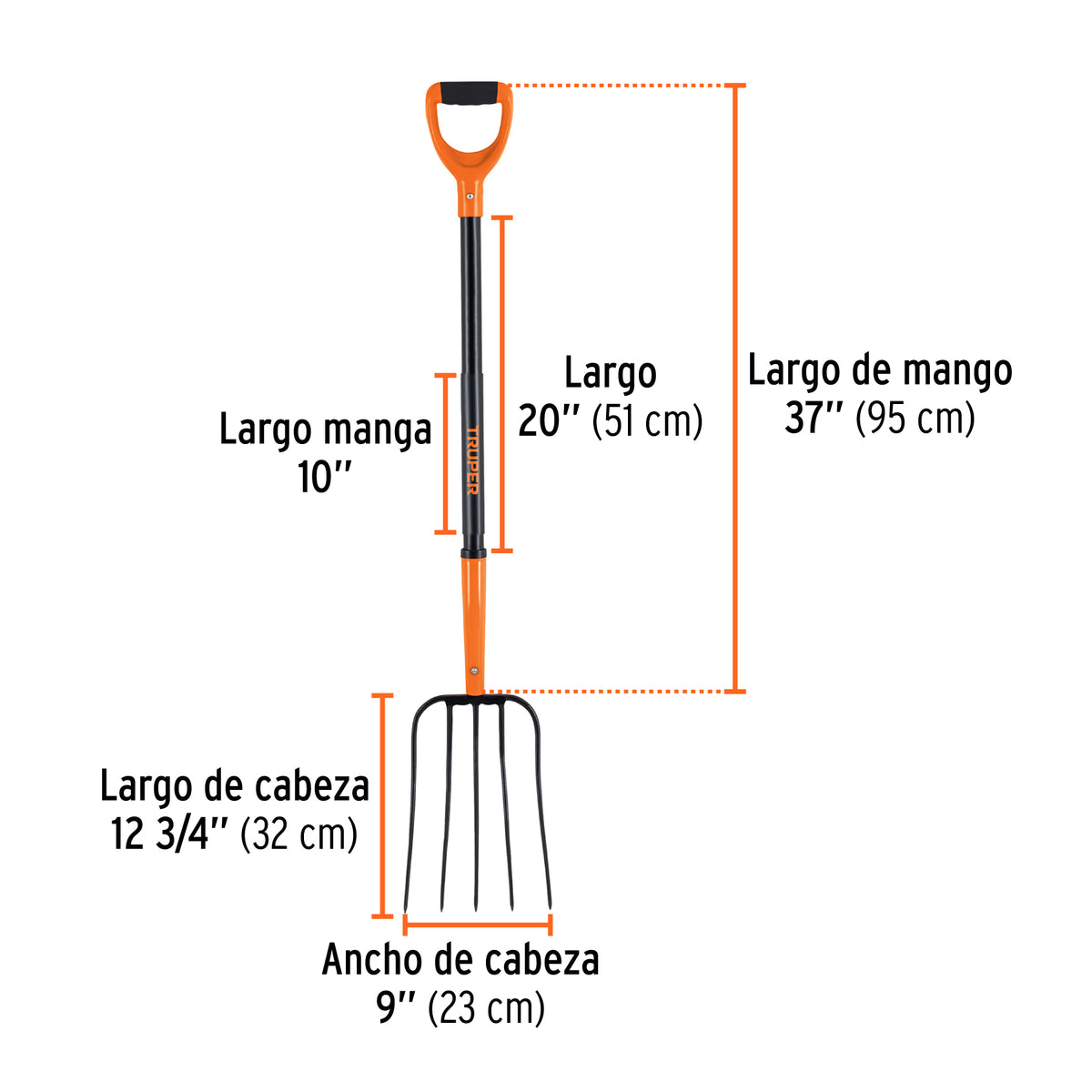 Bieldo para paja, 5 dientes, mgo de acero 37',puño'Y' TRUPER, Truper, SKU 102114 — vista 4