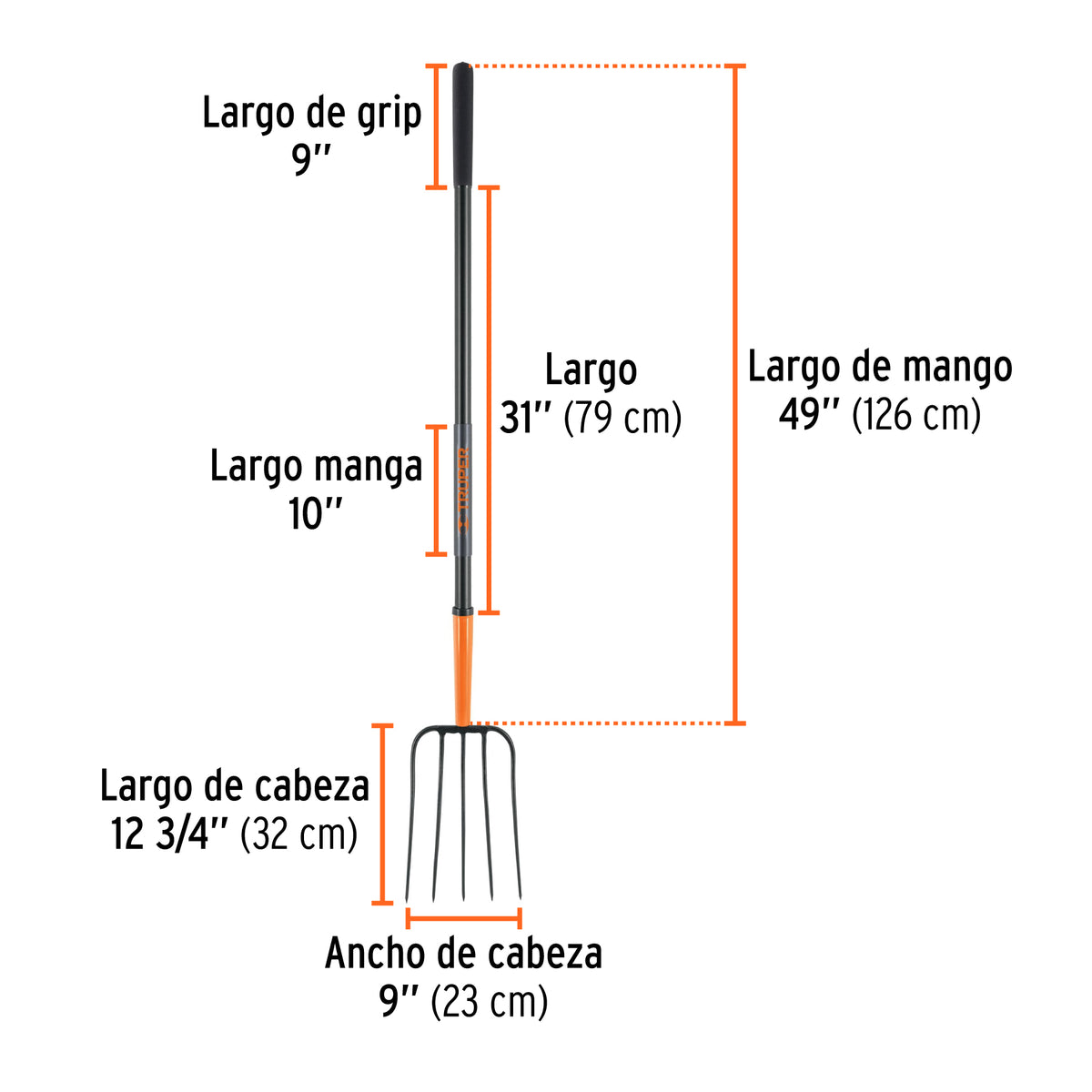 Bieldo para paja, 5 dientes, mango largo de acero 48' TRUPER, Truper, SKU 102101 — vista 4
