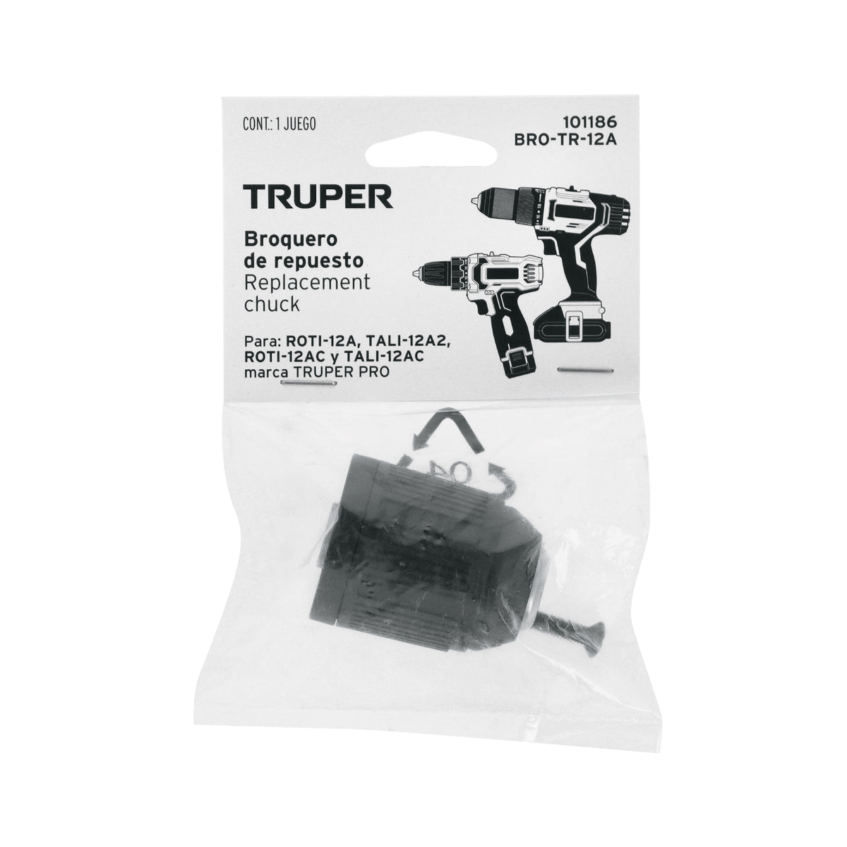 Broquero 3/8' sin llave, para máquinas inalámbricas, TRUPER, Truper, SKU 101186 — vista 2