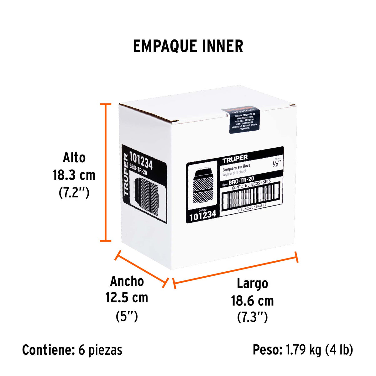 Broquero 1/2' sin llave, para máquinas inalámbricas, TRUPER, Truper, SKU 101234 — vista 6