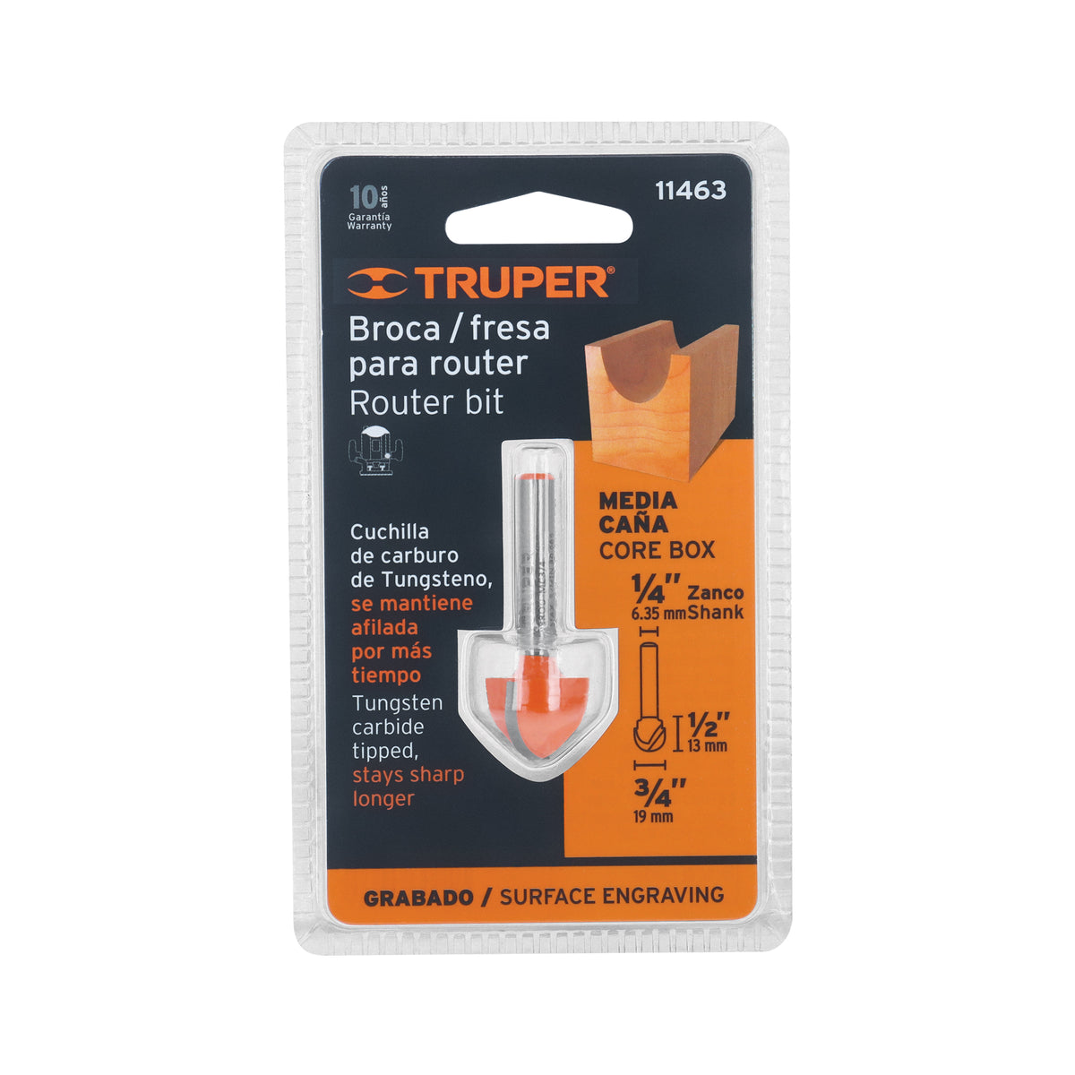Broca para router, media caña, 3/4', TRUPER — foto oficial 2