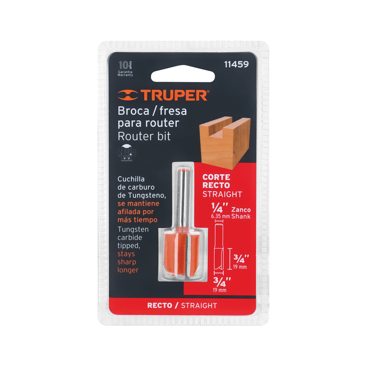 Broca para router, recta 2 filos, 3/4', TRUPER — foto oficial 2