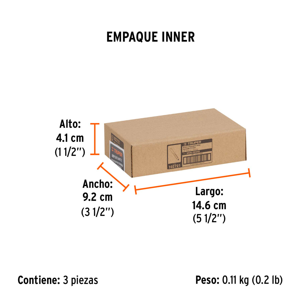 Broca para router, corte recto, 3/8' con balero, TRUPER, Truper, SKU 102721 — vista 6