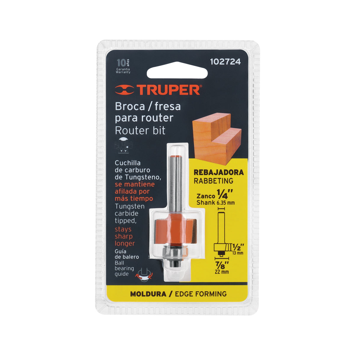 Broca para router, rebajado, 7/8' con balero, TRUPER, Truper, SKU 102724 — vista 2