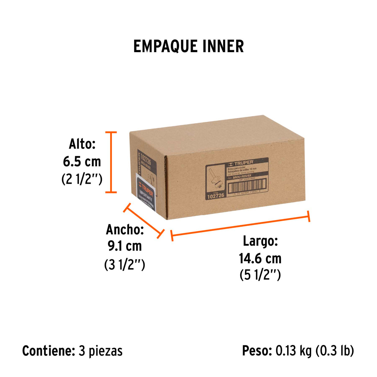 Broca para router, redondeado, 5/8' con balero, TRUPER, Truper, SKU 102726 — vista 6