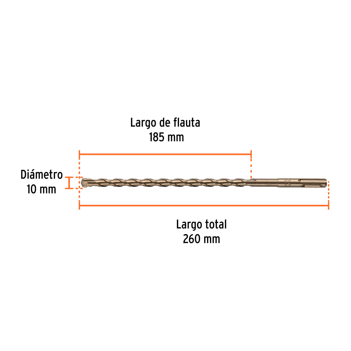 Broca SDS Plus 10 x 260 mm, TRUPER, Truper, SKU 101198 — vista 4