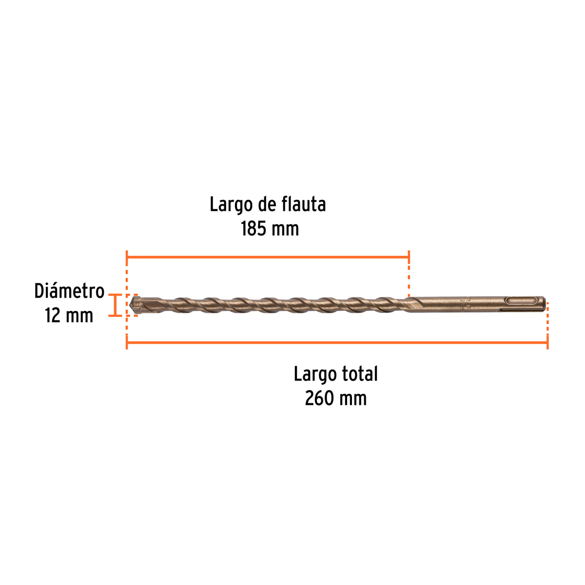 Broca SDS Plus 12 x 260 mm, TRUPER, Truper, SKU 101200 — vista 4