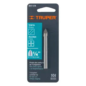 BROCA PARA VIDRIO Y AZULEJO 1/4" TRUPER 11702 BVI-1/4