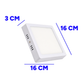 PANEL LED FAT SOBREPONER CUADRADO 12W 30K LUZ CÁLIDA CELED 4350LLI-PL012W500302