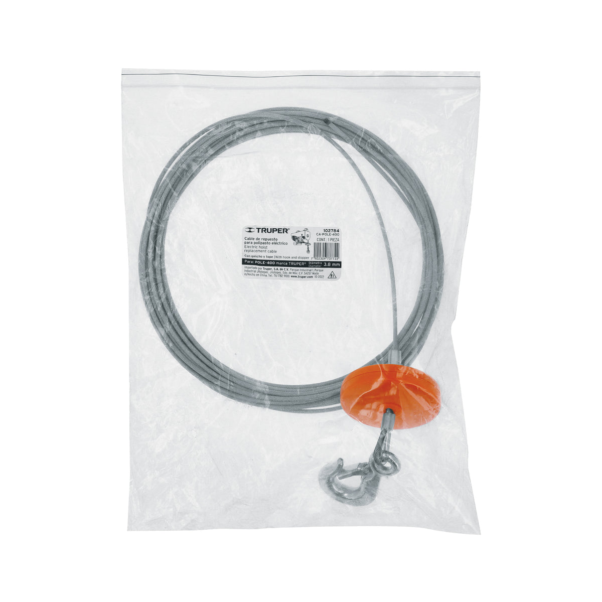 Cable de repuesto para polipasto eléctrico POLE-400, TRUPER — foto oficial 2