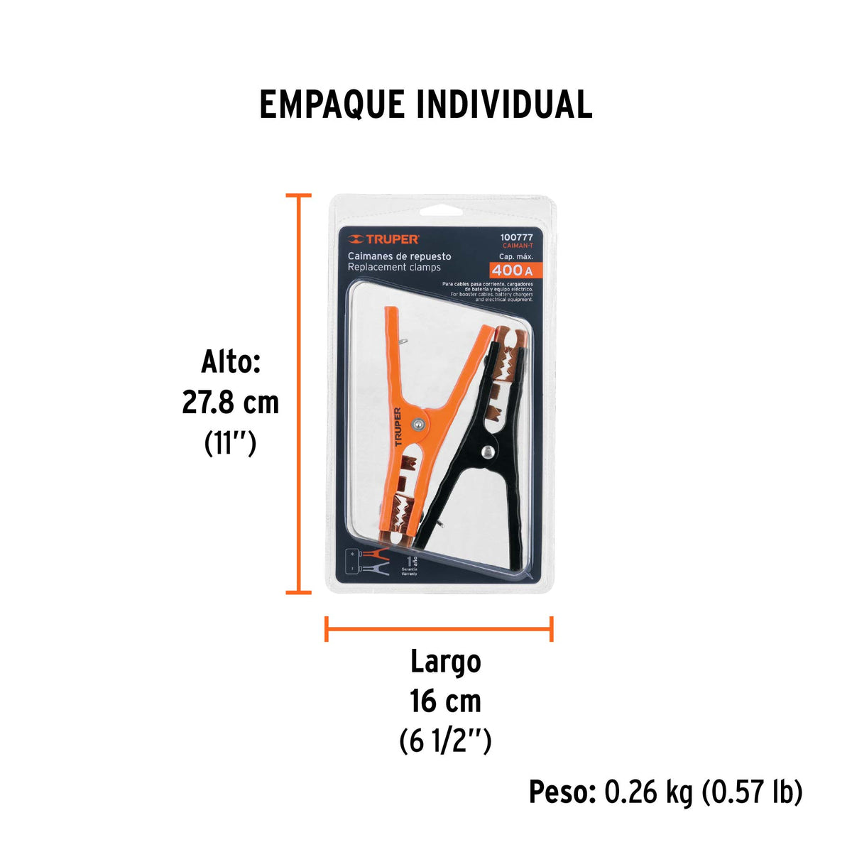 Blíster con 2 caimanes para cables pasa corriente, TRUPER, Truper, SKU 100777 — vista 5