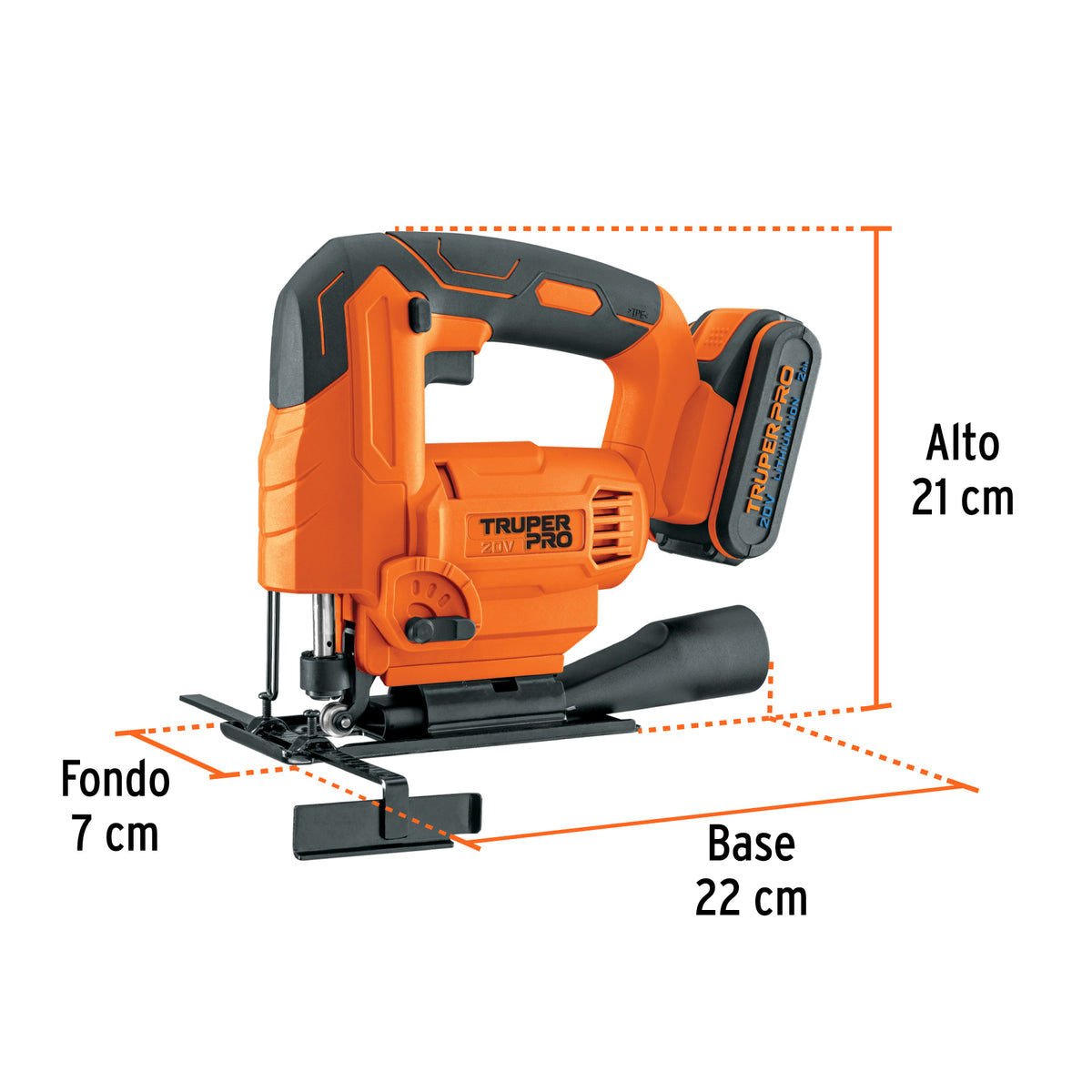 Sierra caladora 20V, 1 batería 2Ah, TRUPER PRO, Truper, SKU 102859 — vista 4