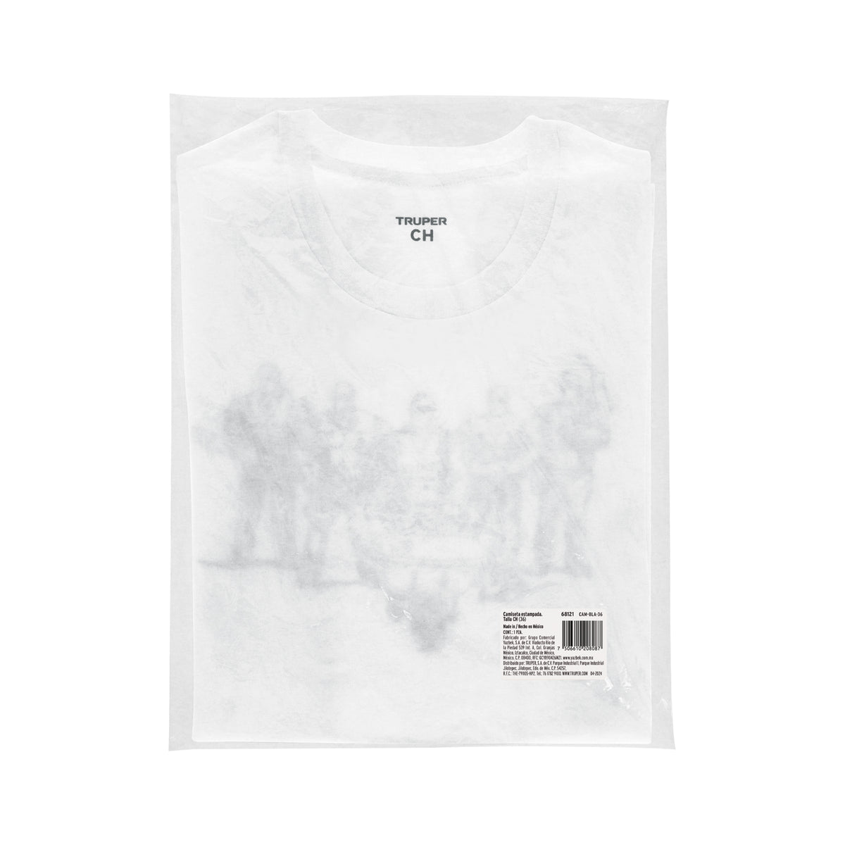 Playera cuello redondo para hombre blanca CH, TRUPER — foto oficial 2