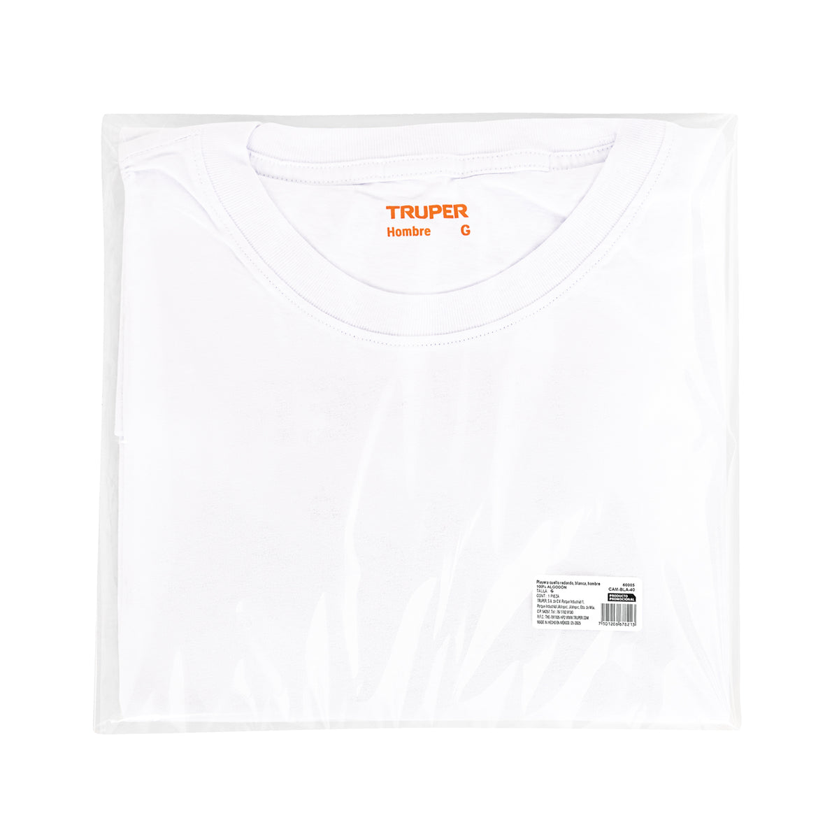 Playera cuello redondo para hombre blanca G TRUPER — foto oficial 2