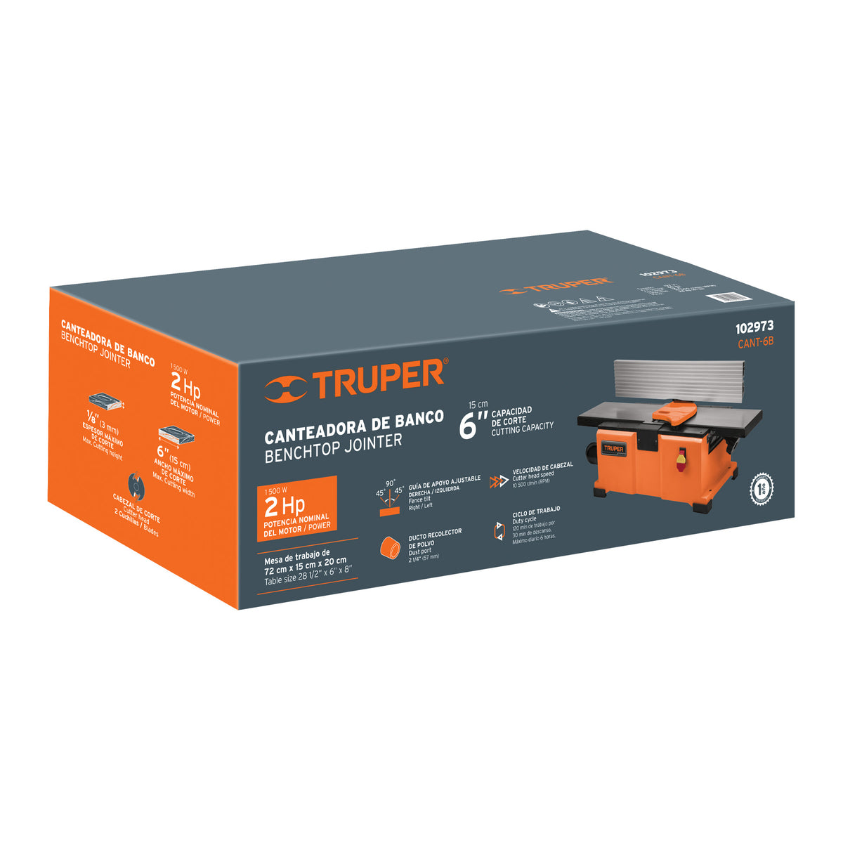 Canteadora de banco 6', 2 HP (1500 W), TRUPER, Truper, SKU 102973 — vista 2