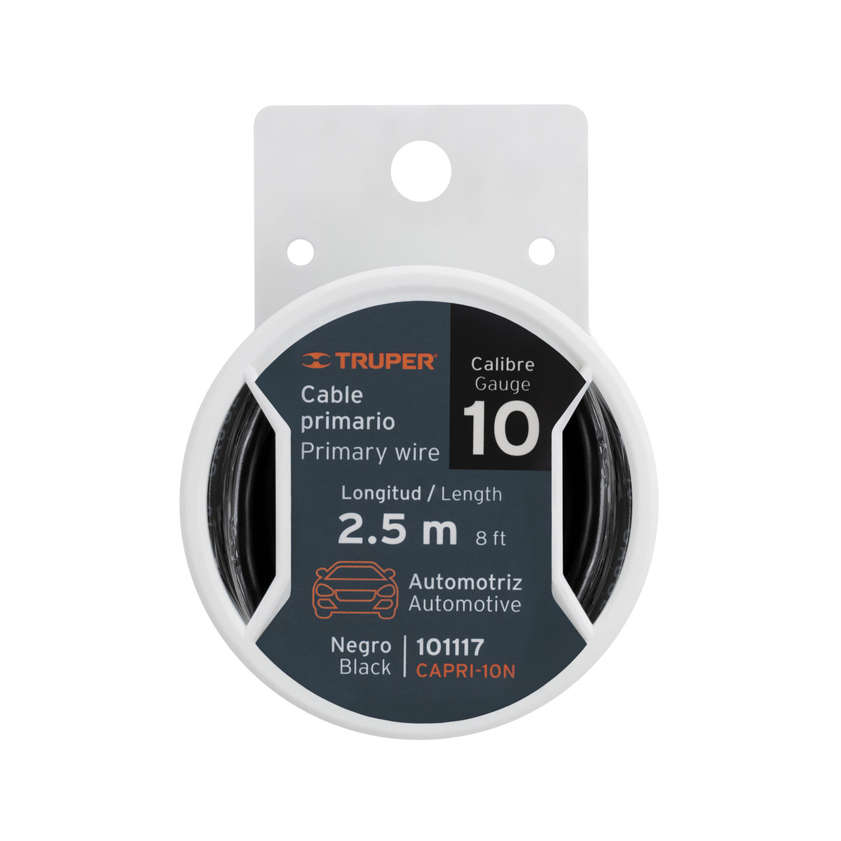 Carrete con 2.5 m de cable primario negro calibre 10, TRUPER, Truper, SKU 101117