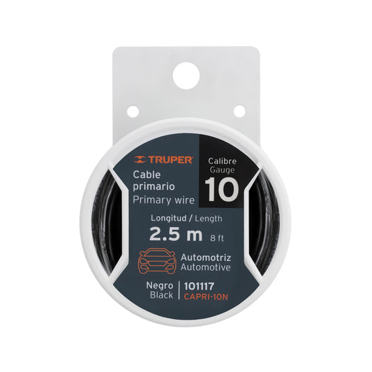 Carrete con 2.5 m de cable primario negro calibre 10, TRUPER, Truper, SKU 101117