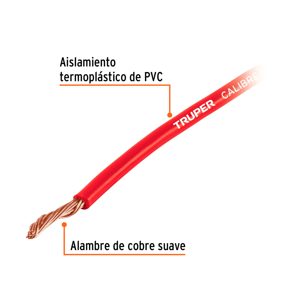 Carrete con 2.5 m de cable primario rojo calibre 10, TRUPER, Truper, SKU 101116 — vista 3