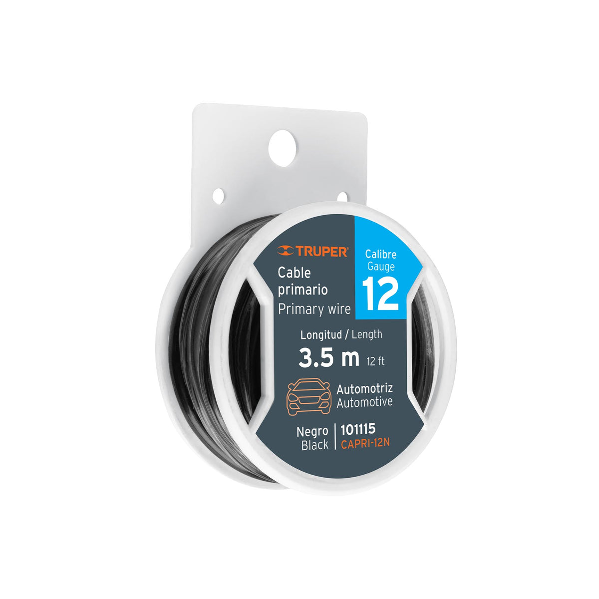 Carrete con 3.5 m de cable primario negro calibre 12, TRUPER, Truper, SKU 101115 — vista 2