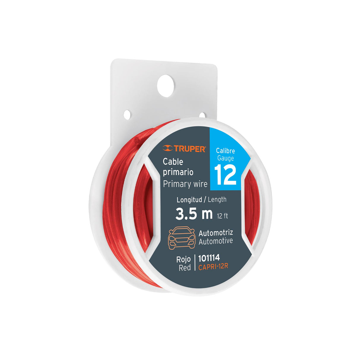 Carrete con 3.5 m de cable primario rojo calibre 12, TRUPER, Truper, SKU 101114 — vista 2