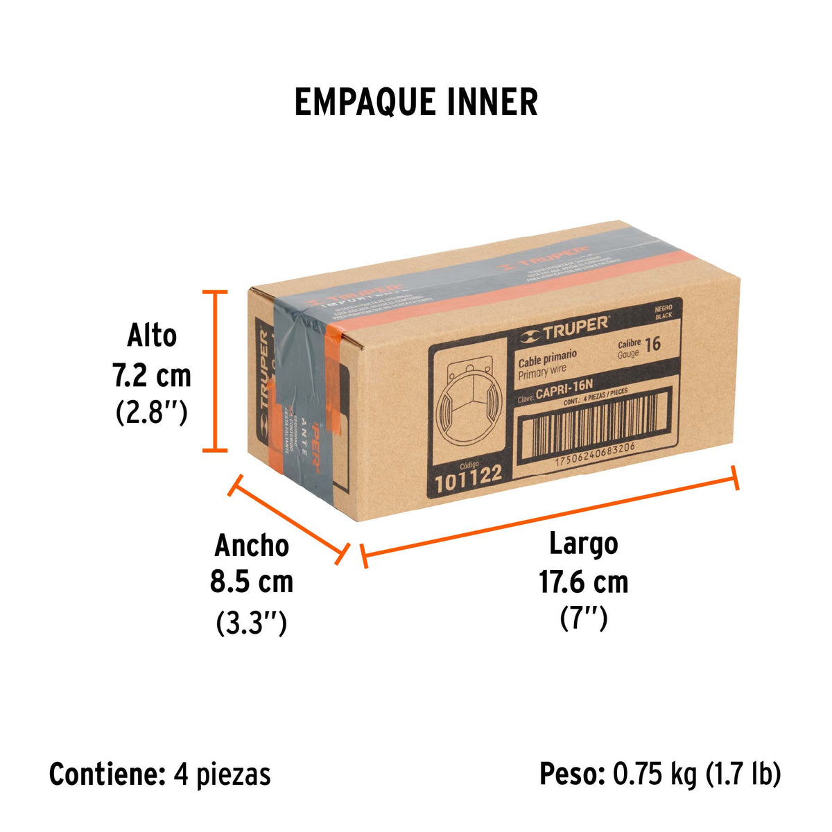 Carrete con 9 m de cable primario negro calibre 16, TRUPER, Truper, SKU 101122 — vista 6