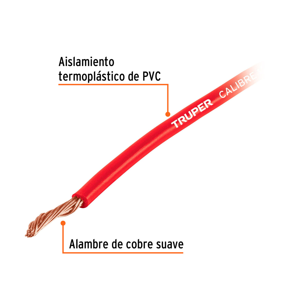 Carrete con 9 m de cable primario rojo calibre 16, TRUPER, Truper, SKU 101121 — vista 3