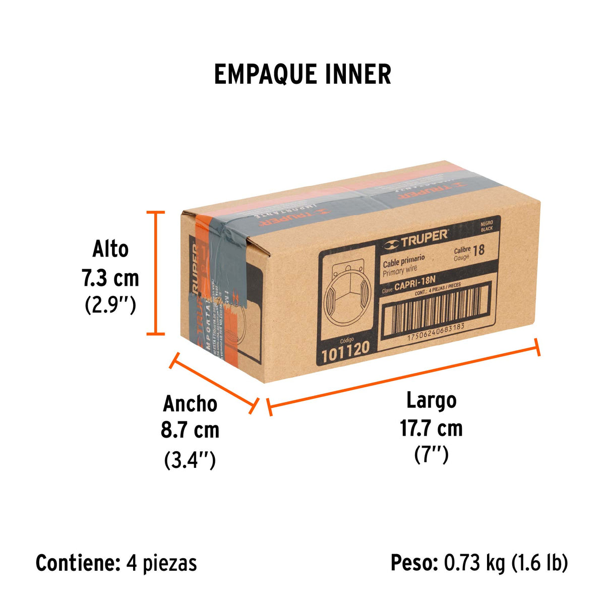Carrete con 12 m de cable primario negro calibre 18, TRUPER, Truper, SKU 101120 — vista 6