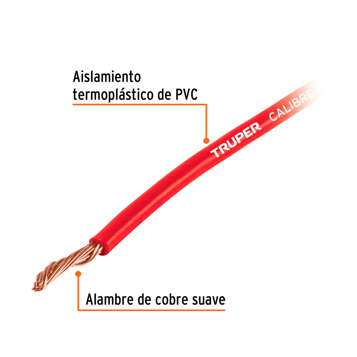 Carrete con 12 m de cable primario rojo calibre 18, TRUPER, Truper, SKU 101089 — vista 3