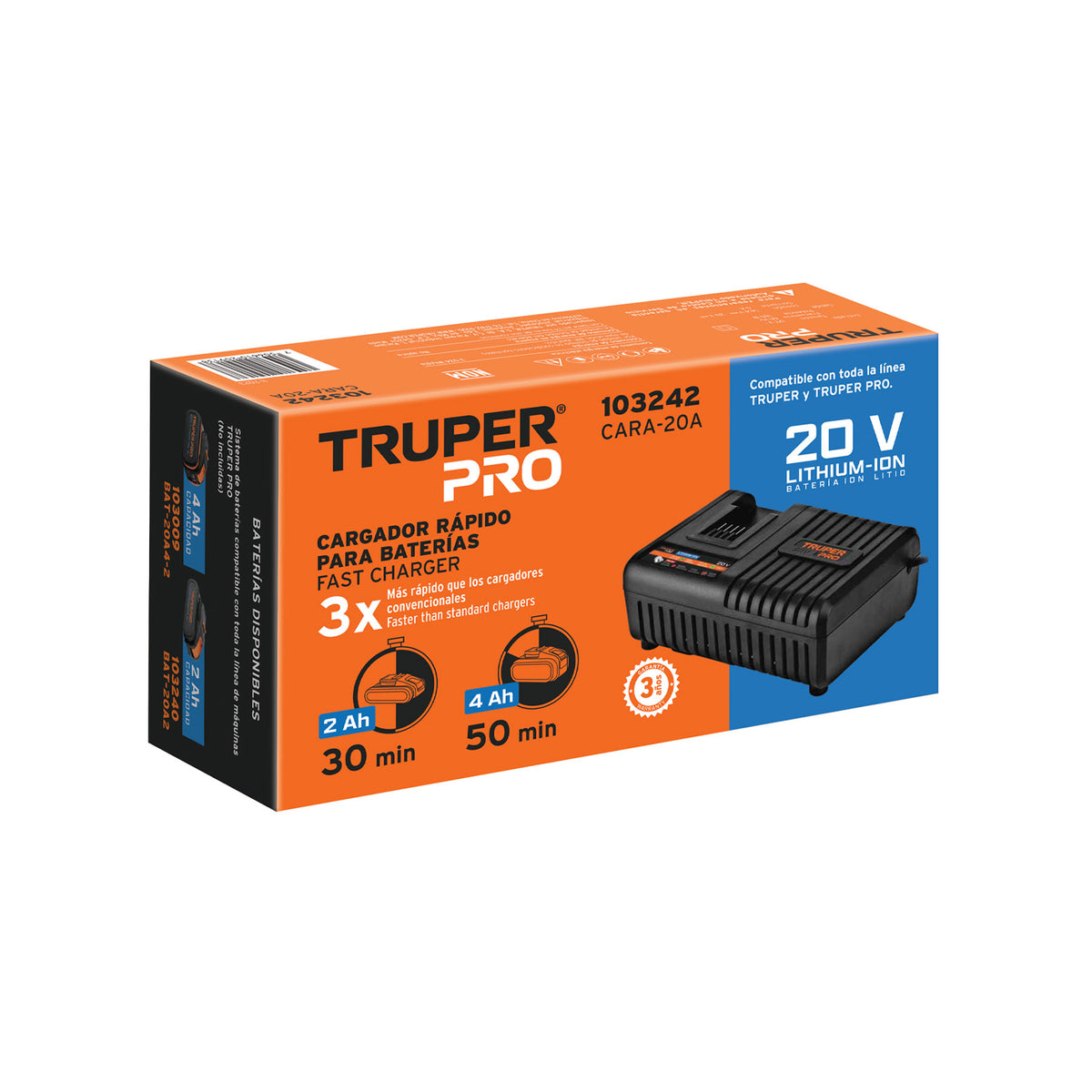Cargador rápido de baterías de ion litio 20V, TRUPER PRO — foto oficial 2