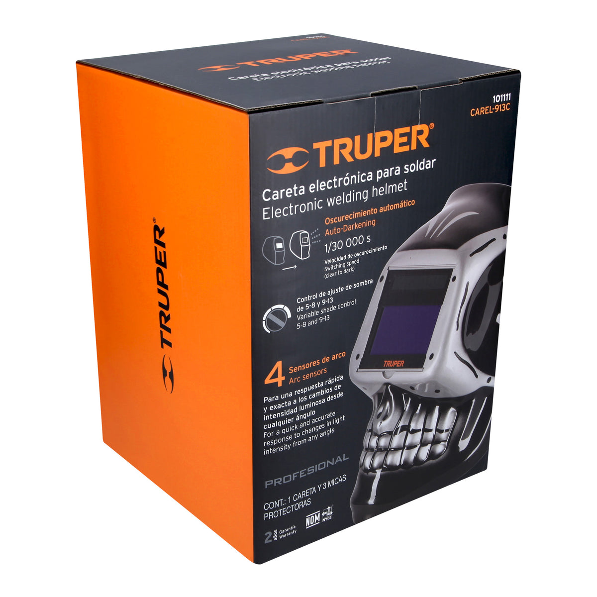 Careta electrónica para soldar sombra 9-13, calavera, TRUPER, Truper, SKU 101111 — vista 2