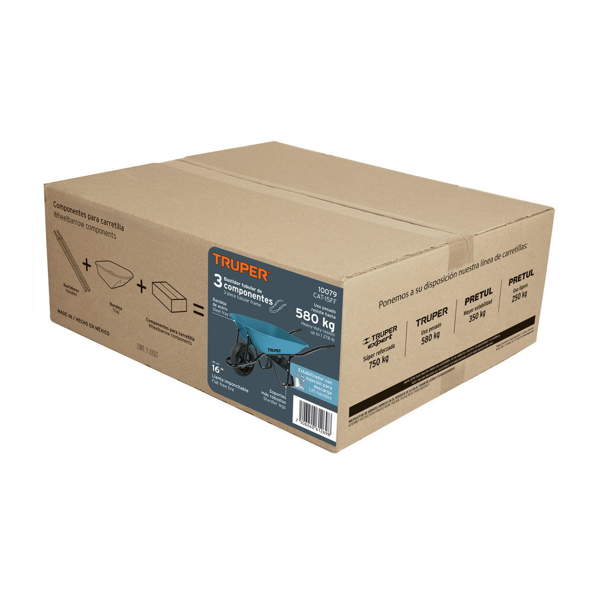 Carretilla 5 ft3 Imponchable, bastidor tubular, TRUPER, Truper, SKU 10079 — vista 2
