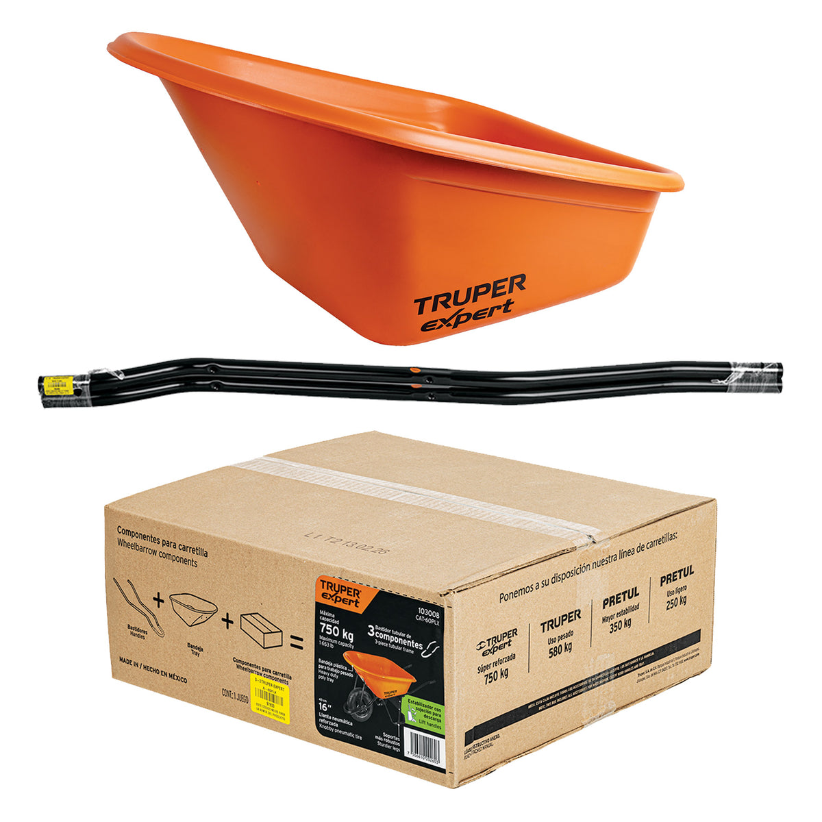 Carretilla 6ft3 EXPERT plástica, neumática, bastidor tubular, Expert, SKU 103008 — vista 2