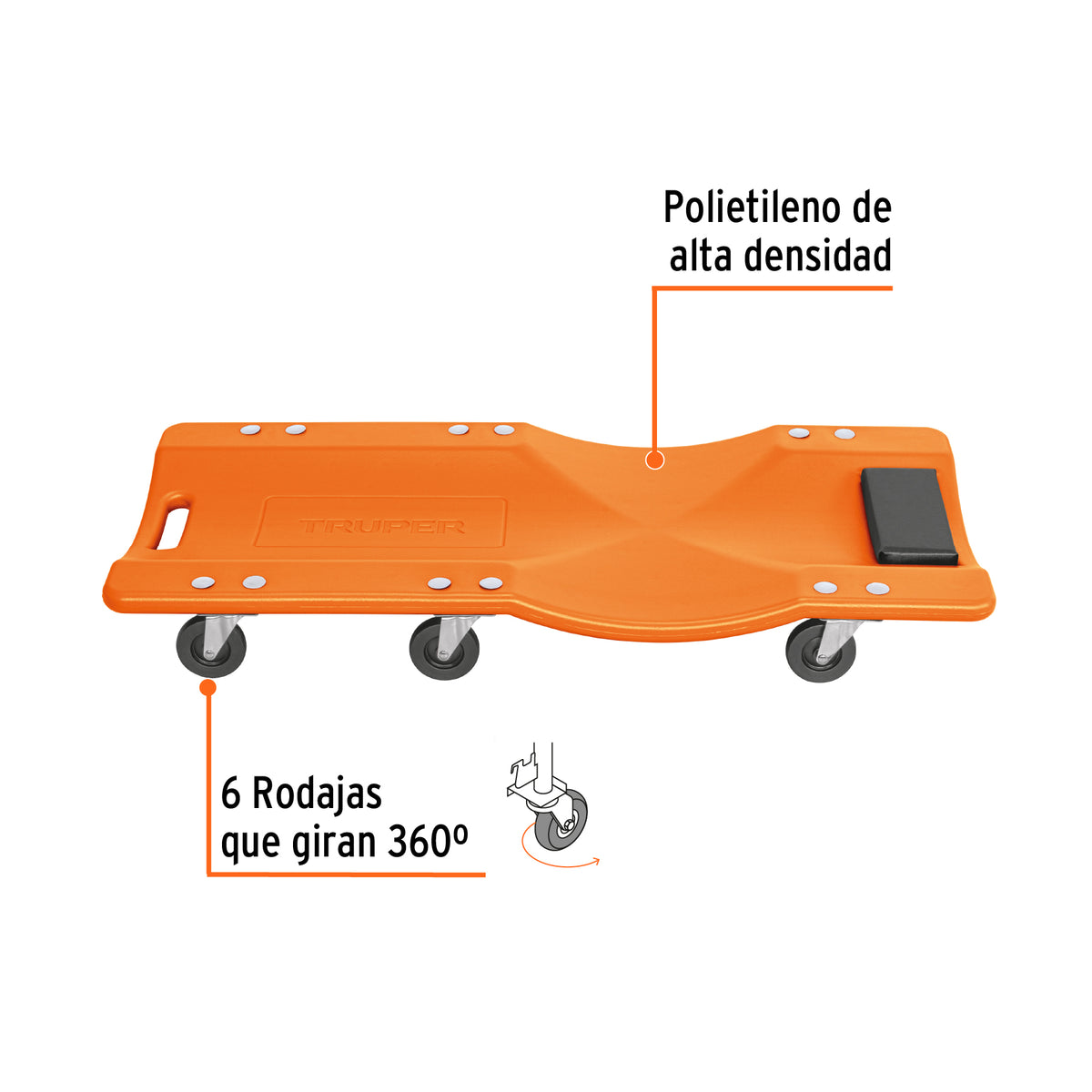 Cama de plástico 36' para mecánico, TRUPER, Truper, SKU 100903 — vista 3