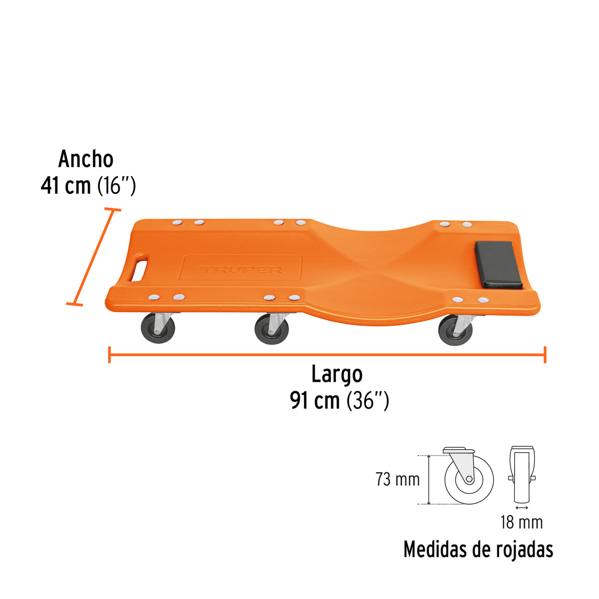 Cama de plástico 36' para mecánico, TRUPER, Truper, SKU 100903 — vista 4