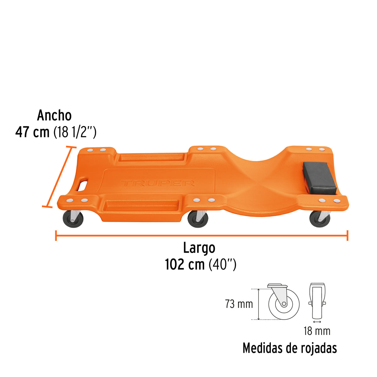 Cama de plástico 40' para mecánico, TRUPER, Truper, SKU 100904 — vista 4
