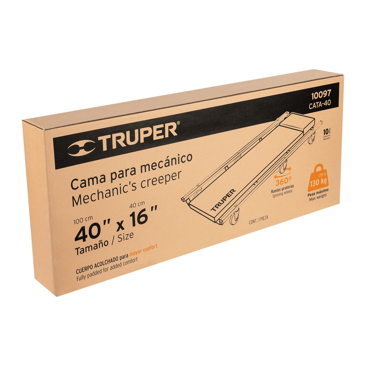 Cama de acero 40' para mecánico, TRUPER — foto oficial 2