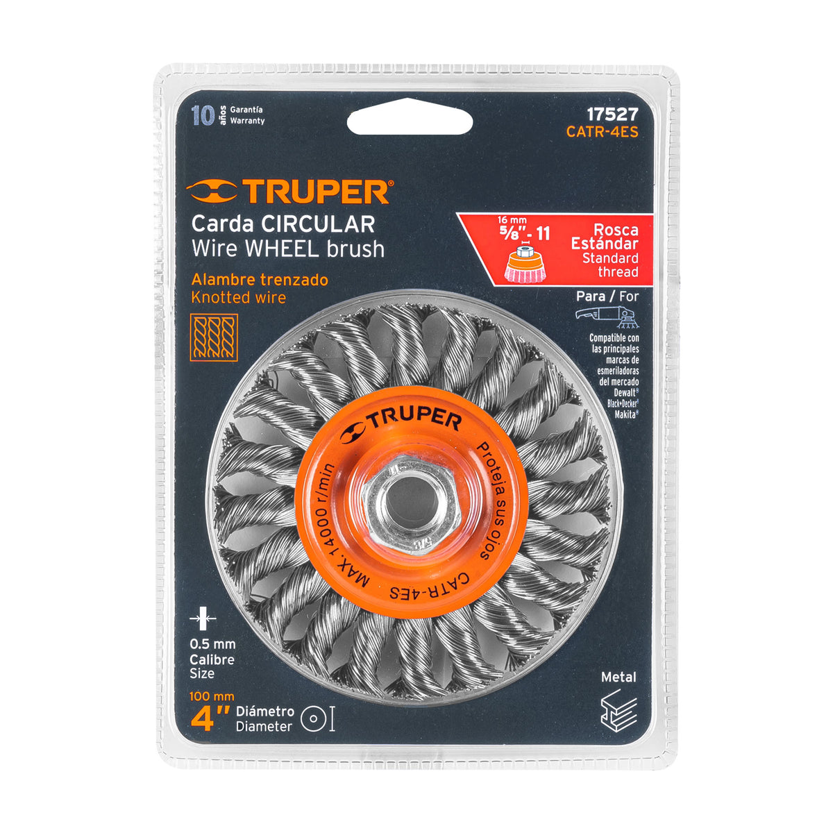 Carda circular 4' alambre trenzado eje 5/8'-11 TRUPER — foto oficial 2