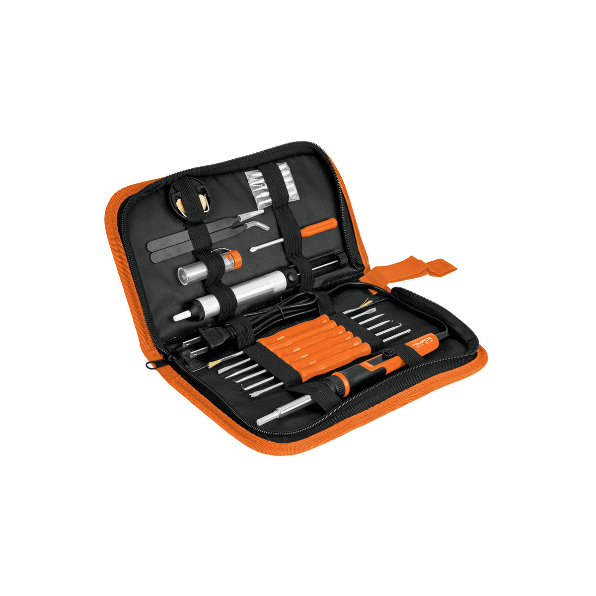 Kit soldadura electrónica con cautín de 25 W, temp regulable, Truper, SKU 102424