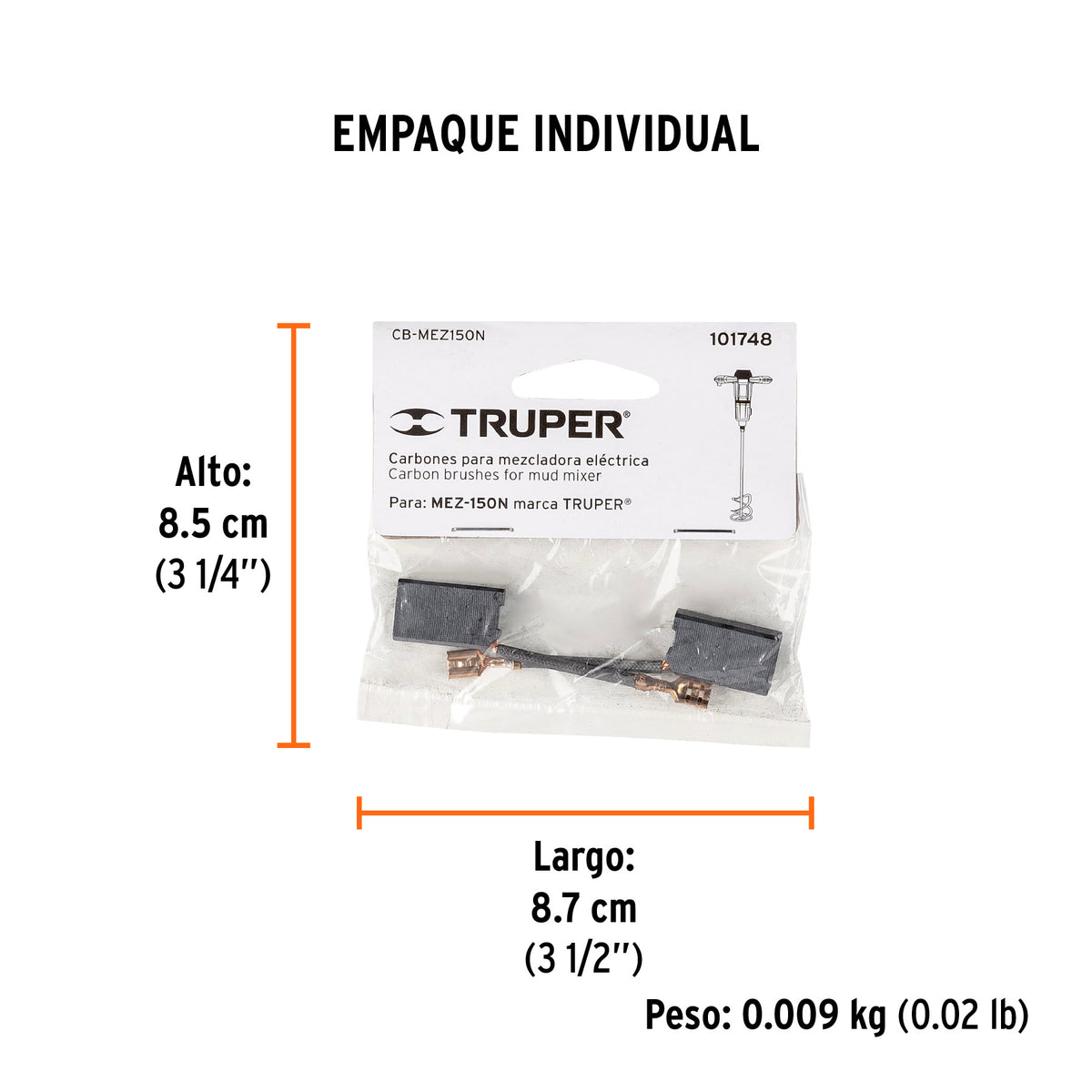 Bolsa con 2 carbones de repuesto para MEZ-150N, TRUPER, Truper, SKU 101748 — vista 5