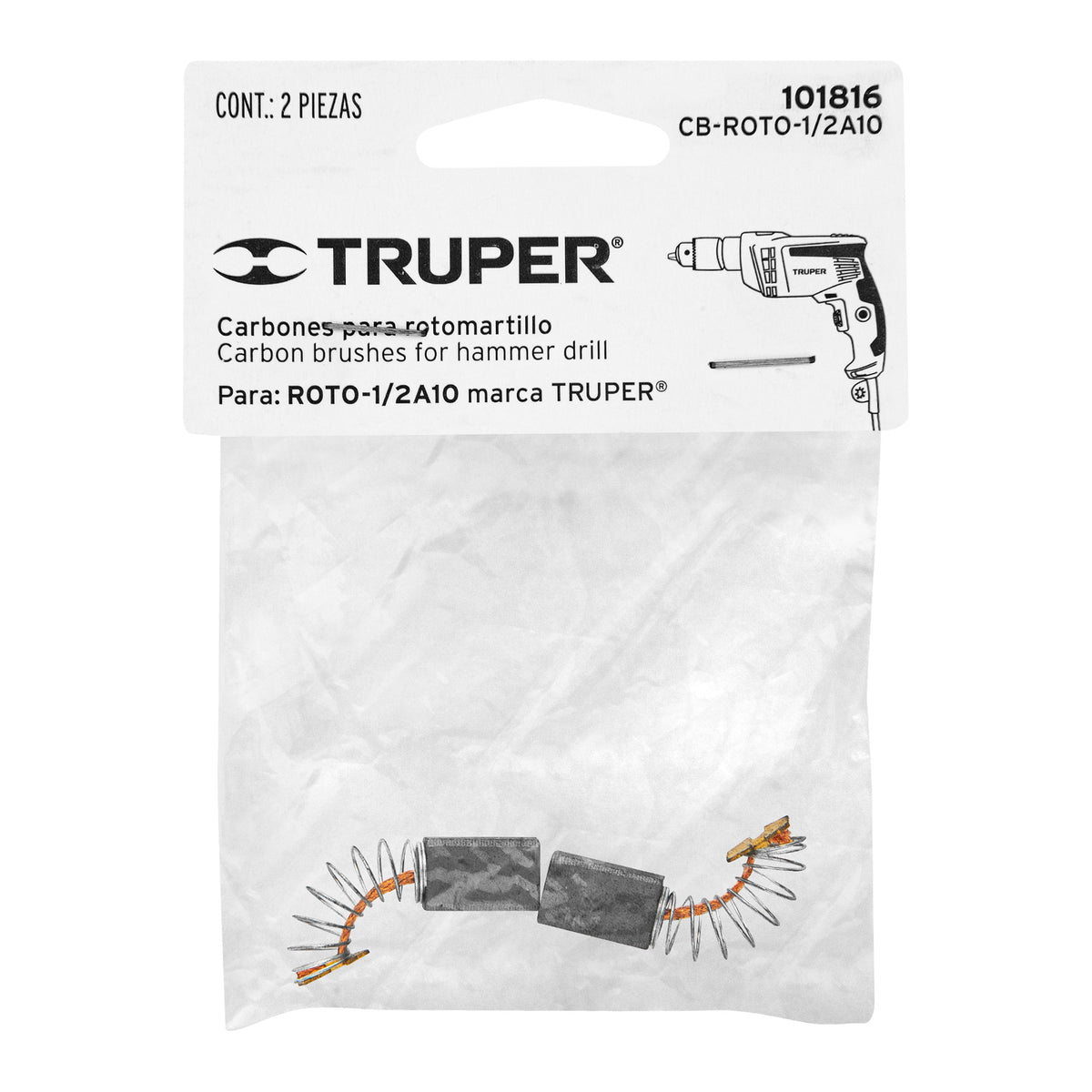 Bolsa con 2 carbones de repuesto para ROTO-1/2A10, TRUPER — foto oficial 2