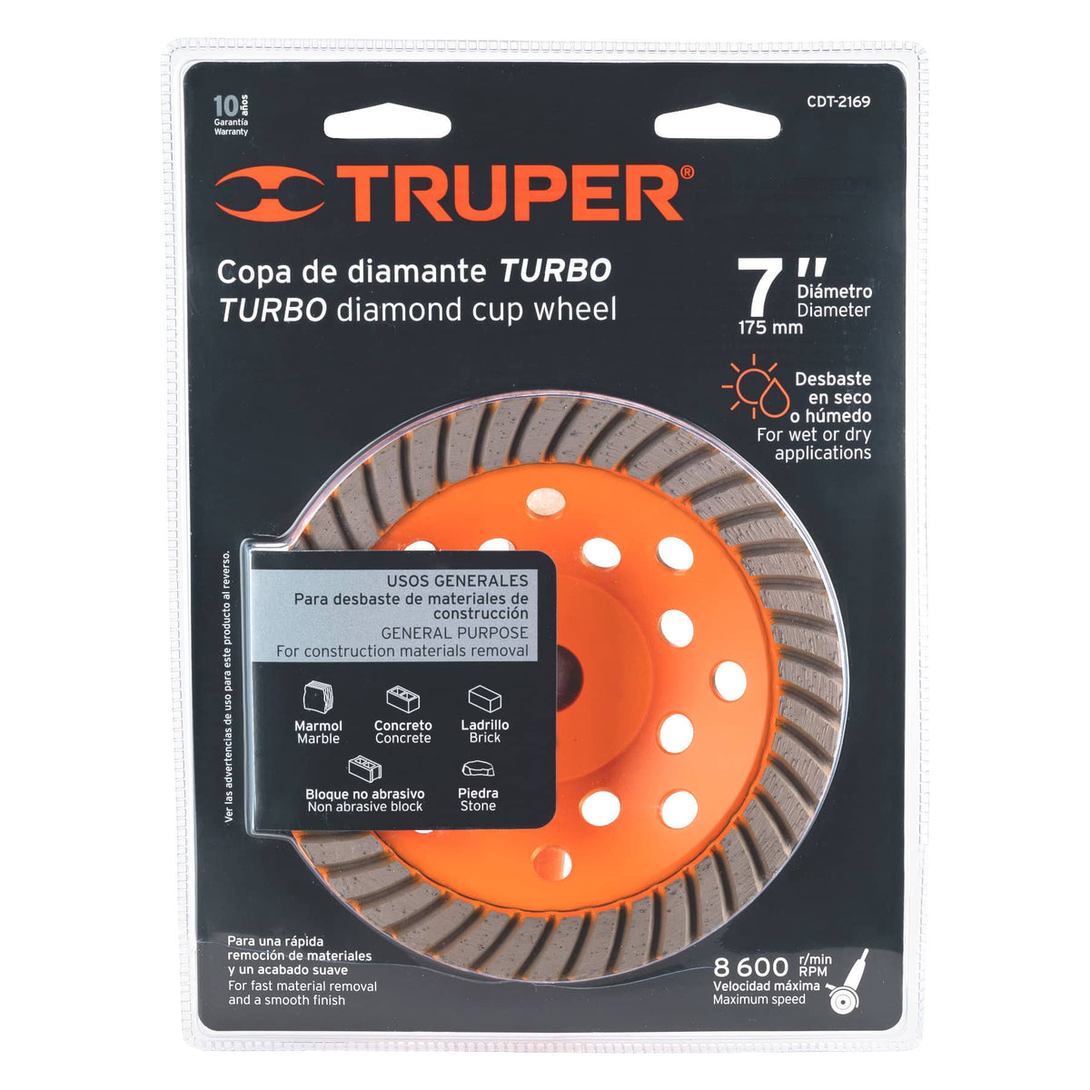Copa de diamante turbo 7' x 7/8', TRUPER — foto oficial 2