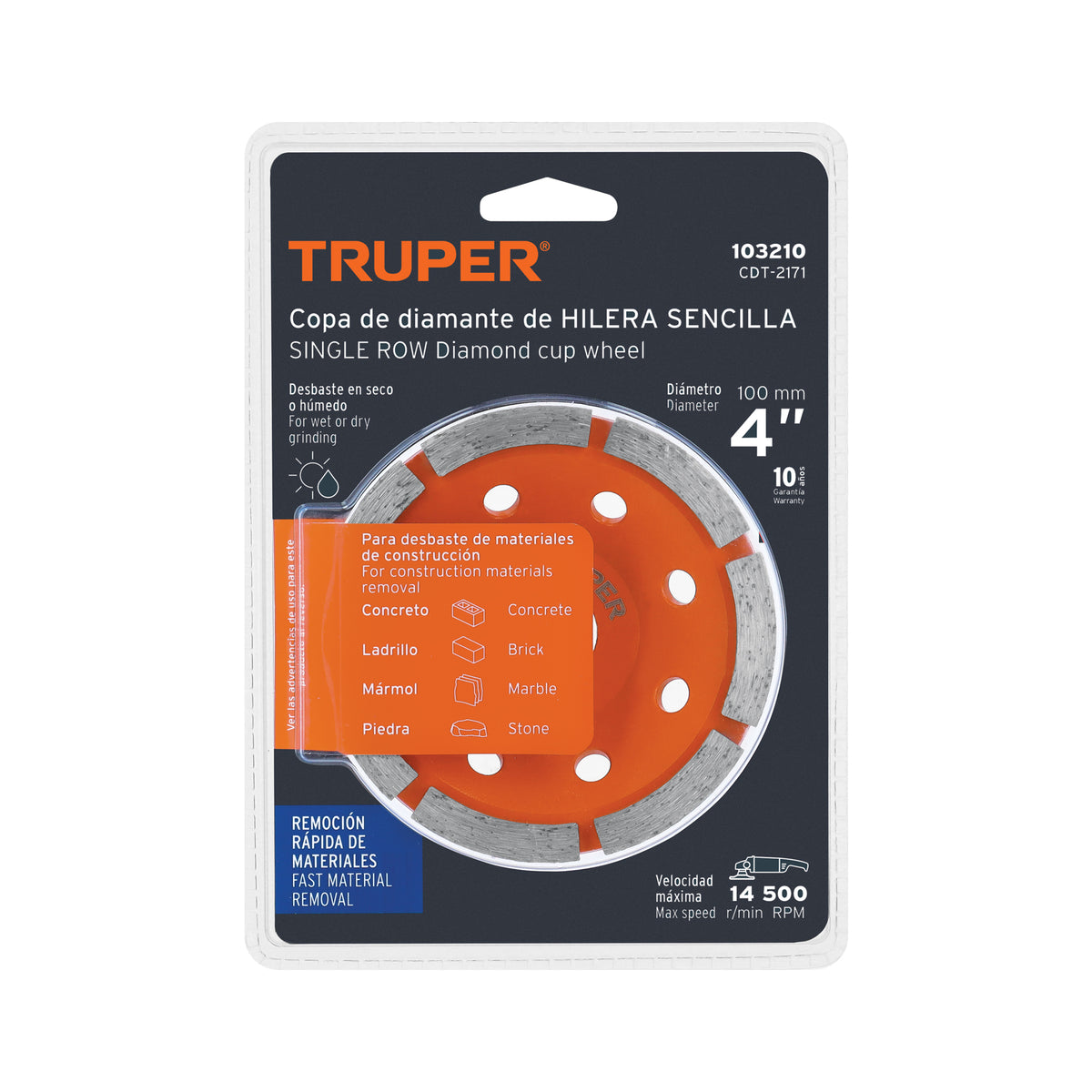 Copa de diamante 1 hilera 4' x 7/8', TRUPER, Truper, SKU 103210 — vista 2