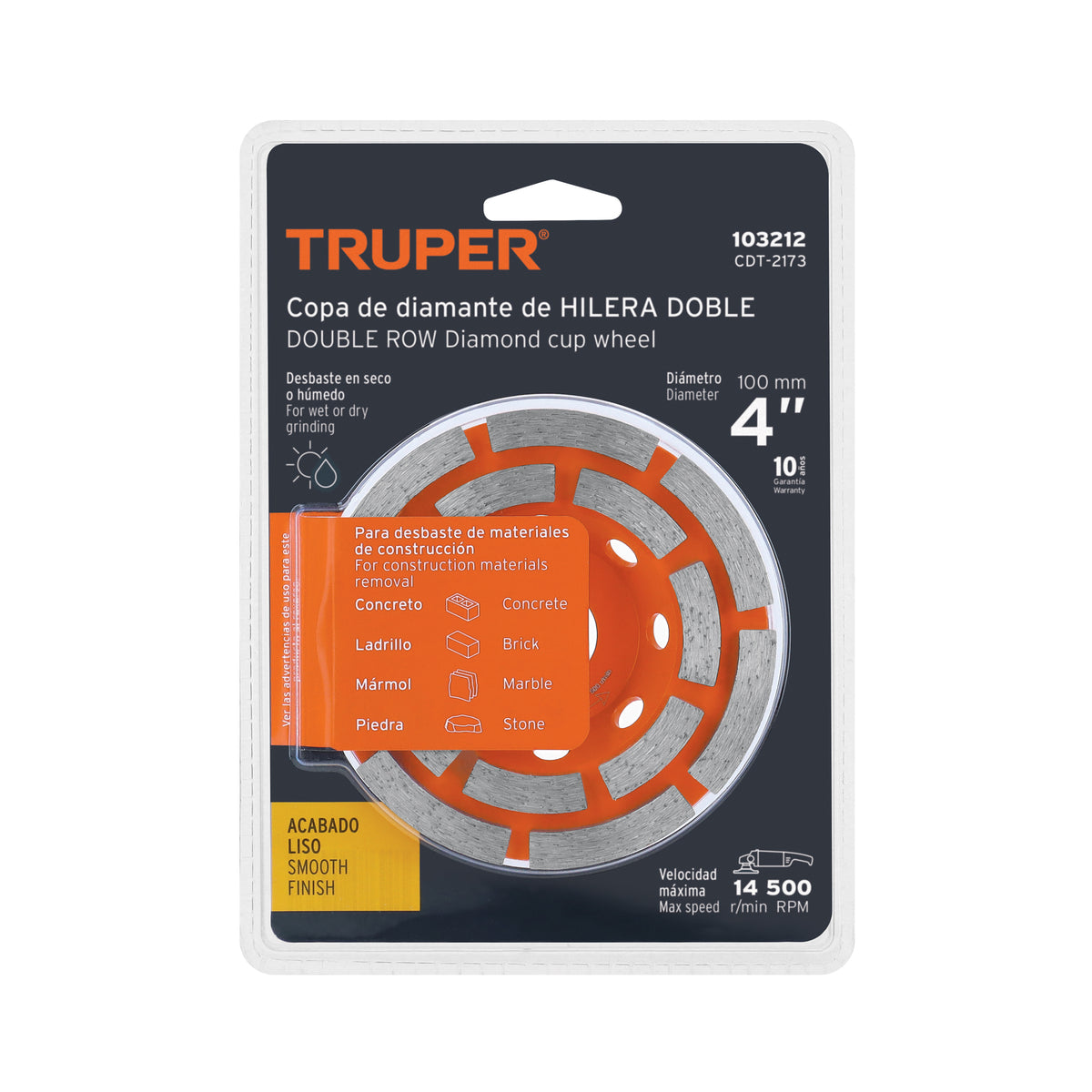 Copa de diamante doble hilera 4' x 7/8', TRUPER, Truper, SKU 103212 — vista 2