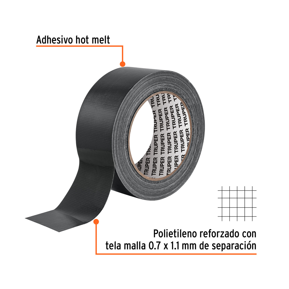 Cinta negra para ducto 30m x 48mm, espesor 0.19mm, TRUPER, Truper, SKU 103062 — vista 3