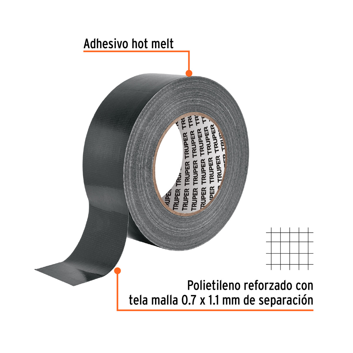 Cinta negra para ducto 50m x 48mm, espesor 0.19mm, TRUPER, Truper, SKU 103063 — vista 4