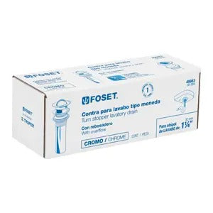 CONTRA PARA LAVABO CON REBOSADERO TIPO MONEDA, CROMO 1-1/4" FOSET 49983 CLAVE: CE-205